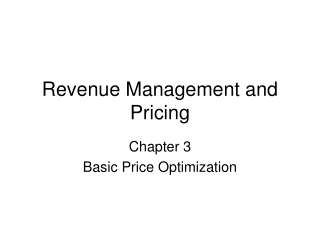 Revenue Management and Pricing