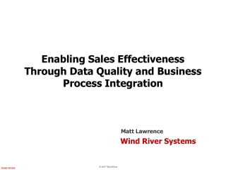 Enabling Sales Effectiveness Through Data Quality and Business Process Integration