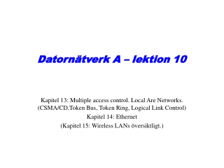 Datornätverk A – lektion 10