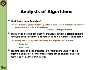 Analysis of Algorithms