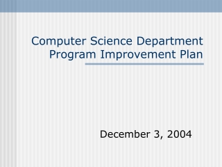 Computer Science Department Program Improvement Plan