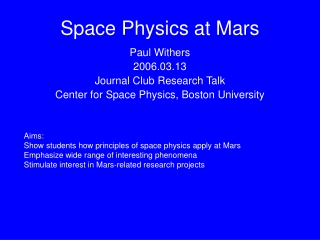 Space Physics at Mars