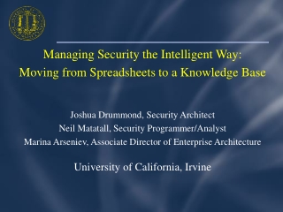 Managing Security the Intelligent Way:  Moving from Spreadsheets to a Knowledge Base