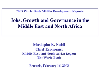 2003 World Bank MENA Development Reports
