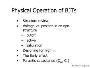 Physical Operation of BJTs