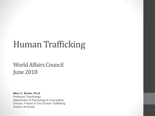 Human Trafficking  World Affairs Council  J une 2018