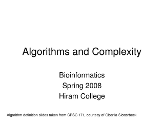 Algorithms and Complexity