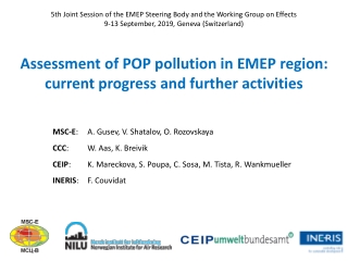 Assessment of POP pollution in EMEP region: current progress and further activities