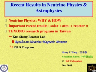 Recent Results in Neutrino Physics &amp; Astrophysics