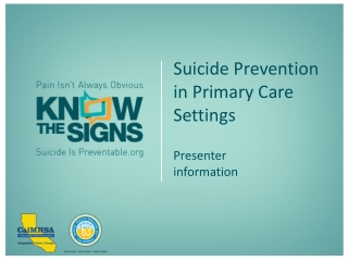 Suicide Prevention in Primary Care Settings