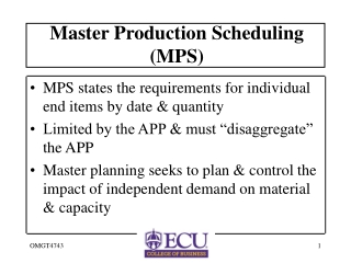 Master Production Scheduling (MPS)