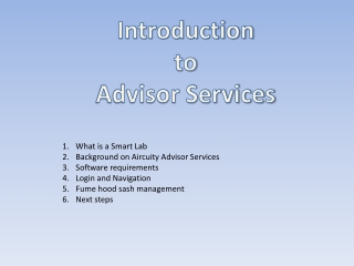 Introduction to Advisor Services