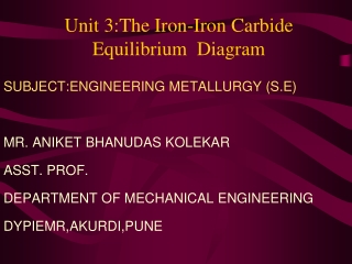 Unit 3:The Iron-Iron Carbide Equilibrium  Diagram