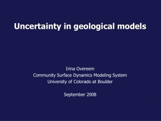 Uncertainty in geological models