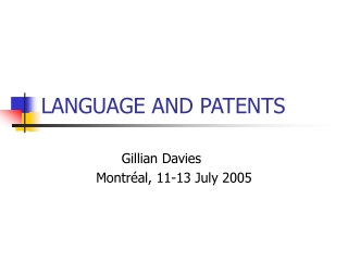 LANGUAGE AND PATENTS