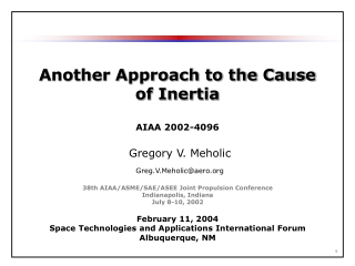 Another Approach to the Cause of Inertia AIAA 2002-4096