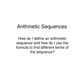 Arithmetic Sequences