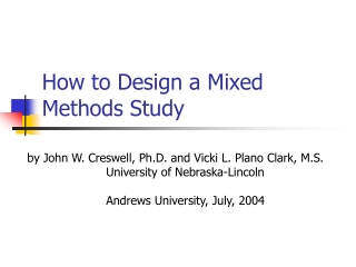 How to Design a Mixed Methods Study