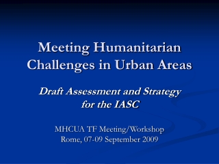 Meeting Humanitarian Challenges in Urban Areas