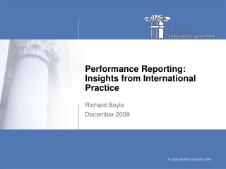 Performance Reporting: Insights from International Practice