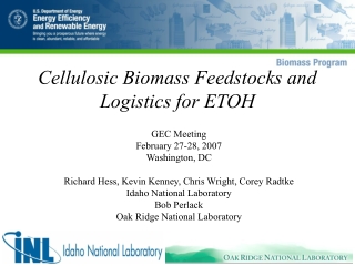 Cellulosic Biomass Feedstocks and Logistics for ETOH