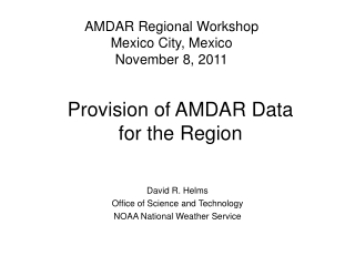 Provision of AMDAR Data  for the Region