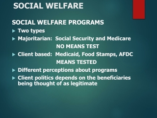 SOCIAL WELFARE