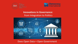 Innovations in Governance:  from Integration to Politics