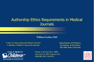 Authorship Ethics Requirements in Medical Journals