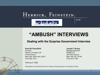 “AMBUSH” INTERVIEWS Dealing with the Surprise Government Interview