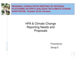 HFA &amp; Climate Change Reporting Needs and Proposals