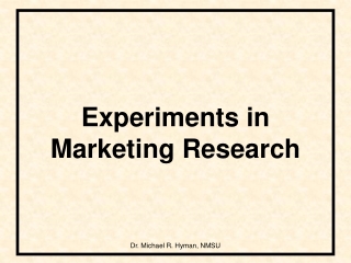 Experiments in Marketing Research
