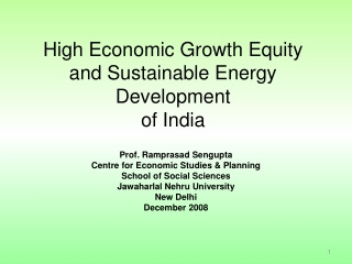 High Economic Growth Equity and Sustainable Energy Development  of India