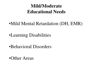 Mild/Moderate Educational Needs