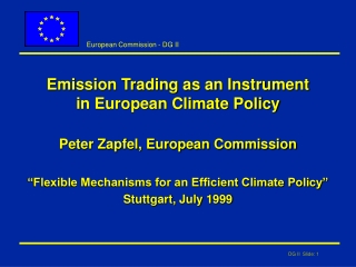 Emission Trading as an Instrument  in European Climate Policy