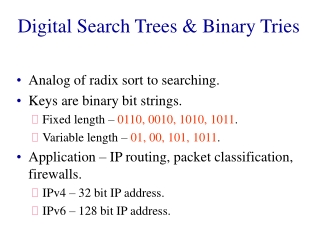 Digital Search Trees &amp; Binary Tries