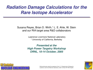 Radiation Damage Calculations for the   Rare Isotope Accelerator