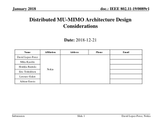 Distributed MU-MIMO  Architecture  Design Considerations