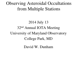 Observing Asteroidal Occultations from Multiple Stations