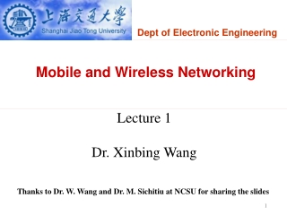 Mobile and Wireless Networking