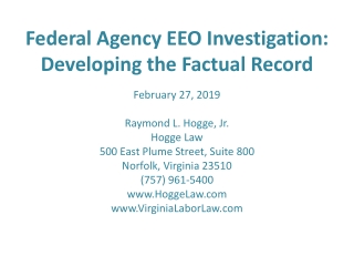 PART 1:   EEOC MANAGEMENT DIRECTIVE 110