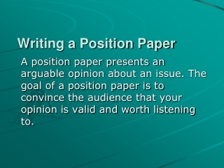 Writing a Position Paper