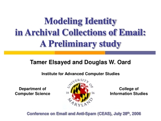 Modeling Identity  in Archival Collections of Email:  A Preliminary study