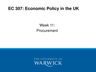 EC 307: Economic Policy in the UK