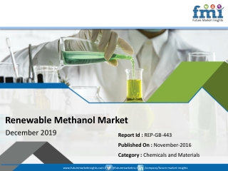 Renewable Methanol Market Expand at the Fastest CAGR of 6.5% During the Forecast Period 2016 – 2026