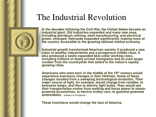 The Industrial Revolution