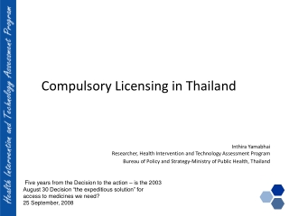 Compulsory Licensing in Thailand