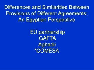 Major Aspects of Regional Agreements with Egypt
