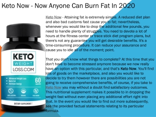 Keto Now - Now Anyone Can Burn Fat In 2020
