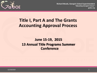 Title I, Part A and The Grants Accounting Approval Process